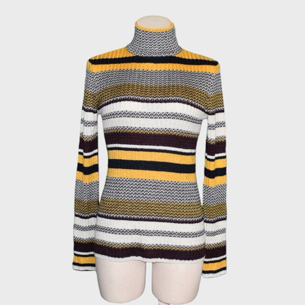 Xhilaration Ribbed Mock‎ Neck Striped Knit Sweater